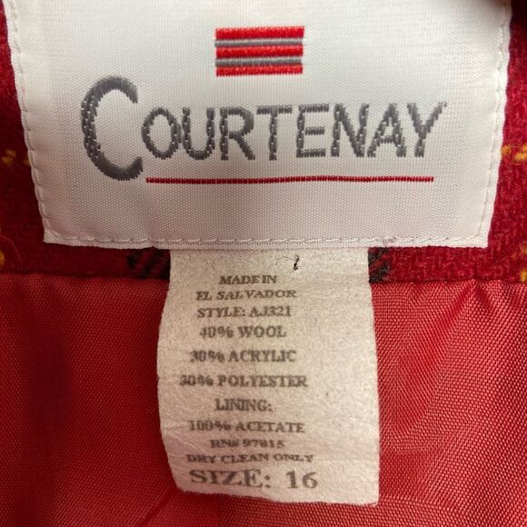 Vintage Courtenay Red and Black Plaid Lined Velvet Collar Blazer Size 16 - Picture 10 of 10